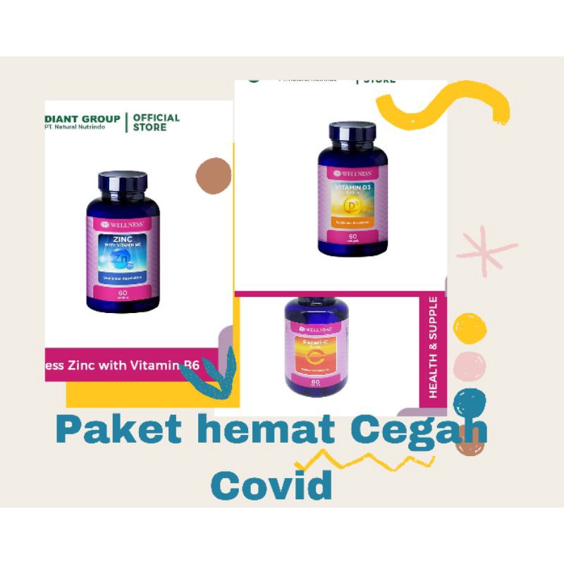 Paket bundling Wellness zinc Wellness vitamin D3 1000 wellness vitamin c