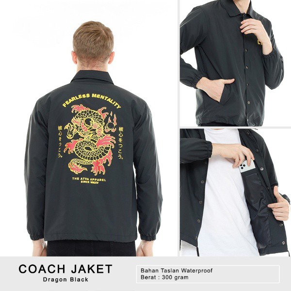 Coach Jaket Pria Original Black Dragon