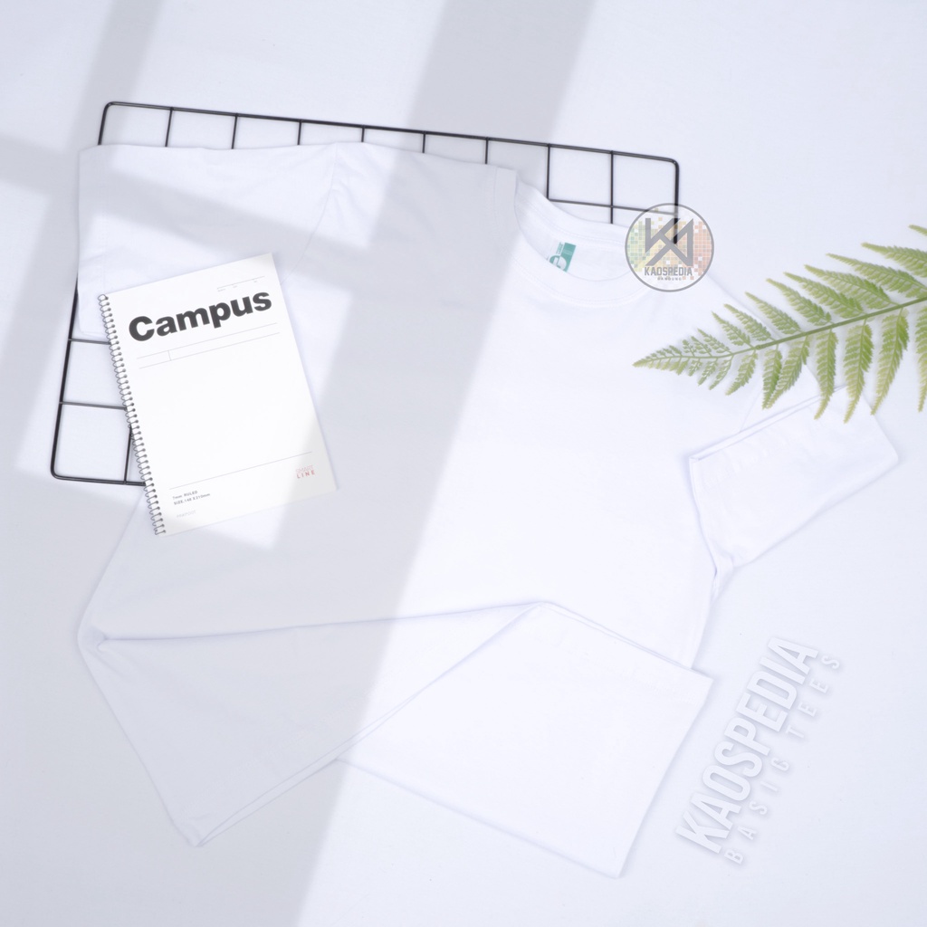 KAOS POLOS COTTON COMBED 30S LENGAN PENDEK PRIA WANITA-PUTIH SOLID