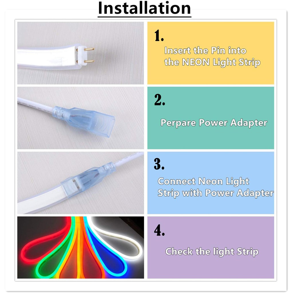 Lampu LED Neon Flex Flexible Sign Strip Waterproof IP65 Lights Silicone Tube Ice Blue Biru Langit