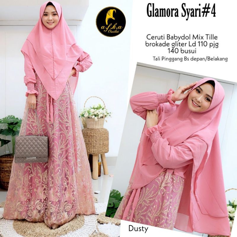 RHS ~ glamora syariq gamis pesta syari premium brokat keliling import ori solo by ratu