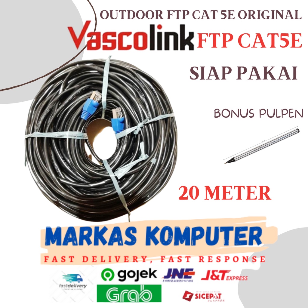 Kabel LAN OUTDOOR STP Cat5 20M - Cat5 FTP Siap Pakai 20 Meter