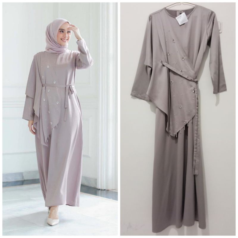 Zalia Dress by Vanilla Hijab Abu Size M new (+ free jilbab) no Preloved Local id Wearing Klambu WK A