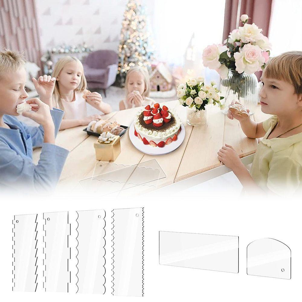 Solighter 6pcs / Set Scraper / Perata / Penghalus Permukaan Kue Bahan Akrilik Transparan