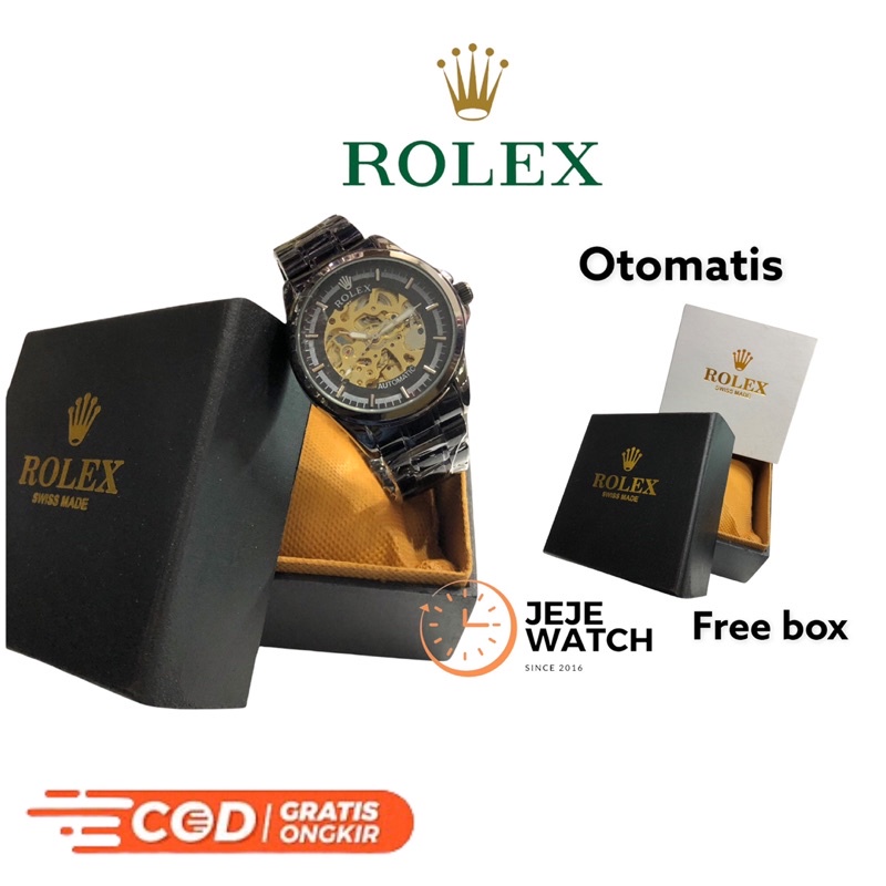 JAM TANGAN RANTAI PRIA ROLEX OTOMATIS/otomatis rolex full black dan gold