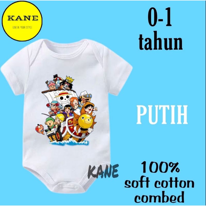 Kaos baju bayi jumper baby kids pendek ANIME ONE PIECE LUFFY CHOPPER kartun disney logo tulisan cust