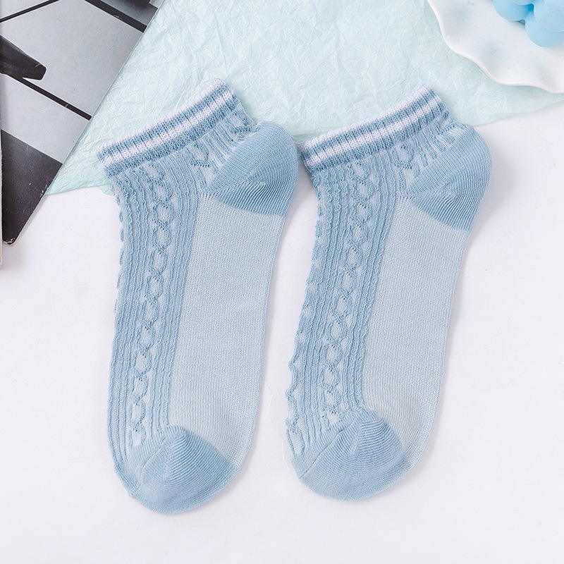 MURMURE.ID | KAOS KAKI WANITA MOTIF BUNGA BIRU FASHION KOREA WOMEN SOCK IMPORT MURAH CS056-TEXTURE TWIST