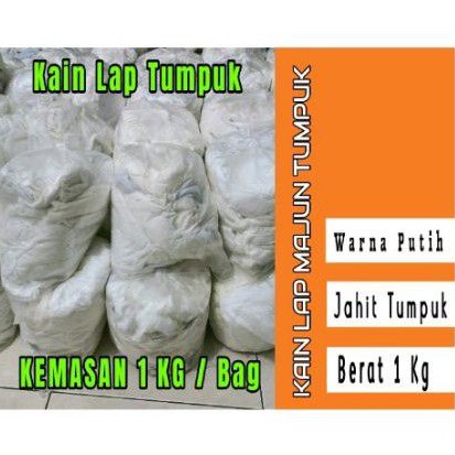 KAIN LAP MAJUN JAHIT TUMPUK PUTIH KEMASAN 1 Kg