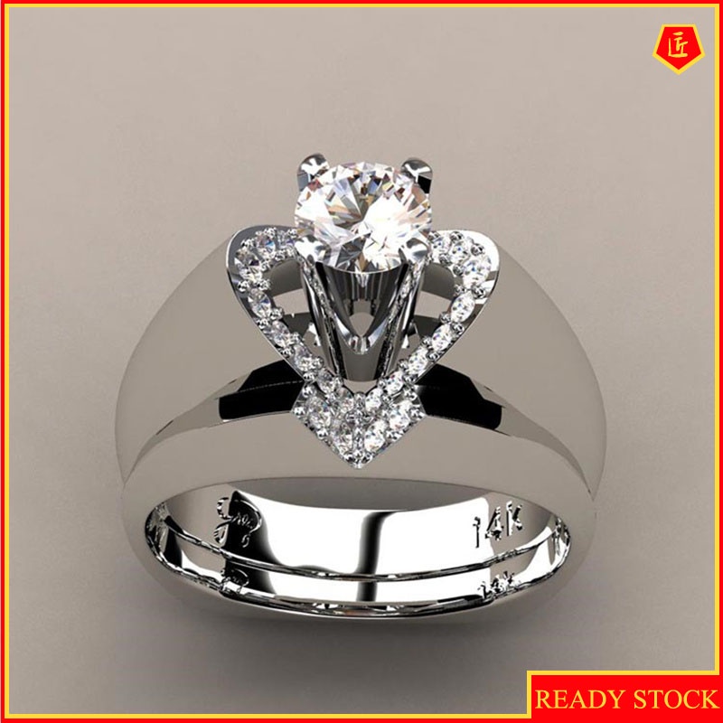 [Ready Stock]Creative Heart-Shaped Diamond Ring Female Fashion Personality