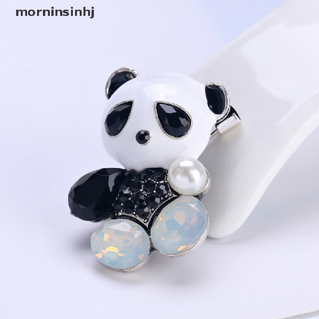 Mornin Bros Pin Enamel Desain Panda Hias Kristal Untuk Aksesoris Pernikahan