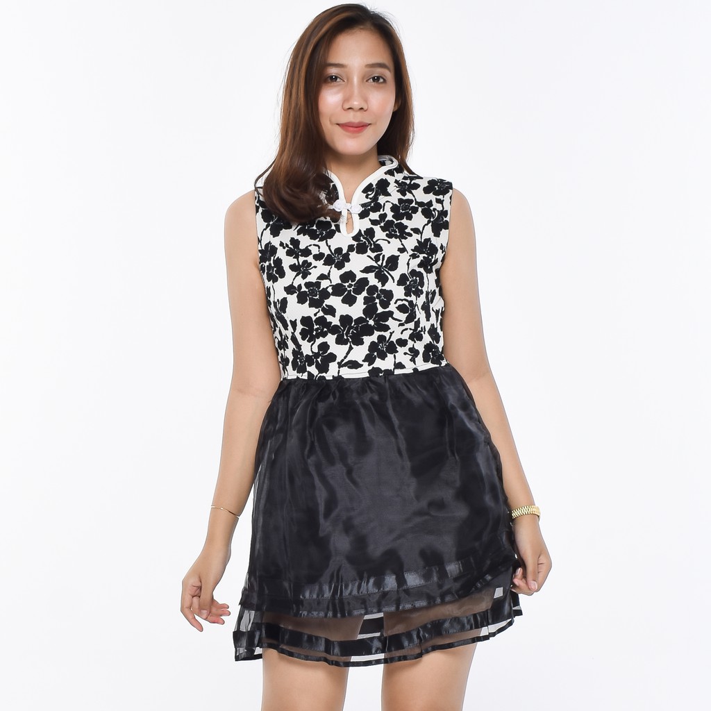  Baju  Wanita  LUSINAN V6701 Mini Dress Pesta Tanpa  Lengan  