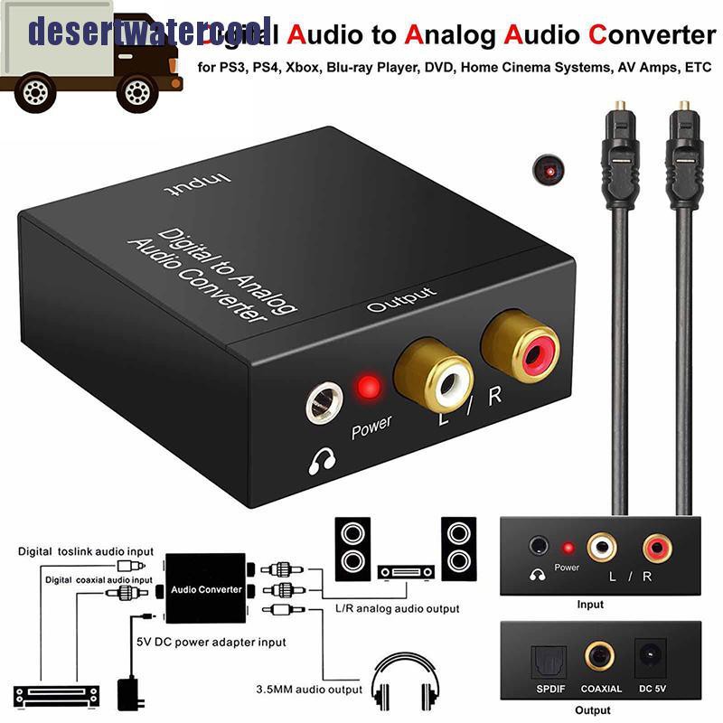 Adapter Konverter Optikal Coax Toslink Digital Ke Analog Rca L/R Stereo Audio