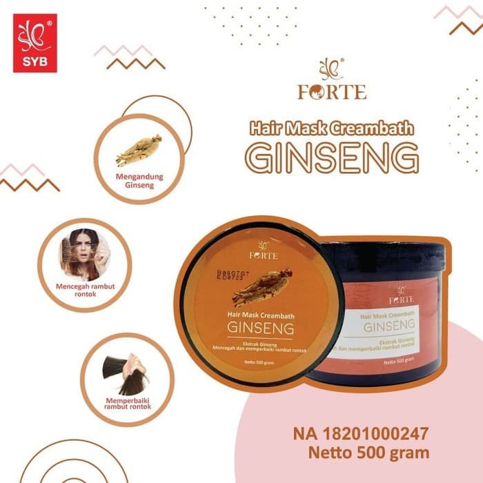 GINSENG SYB FORTE HAIR MASK CREAMBATH BPOM / hair mask crembath SYB