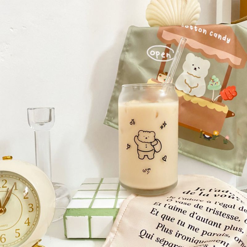 gelas kaca transparan GOMJI | gelas aesthetic ala korea lucu [sevenseas]