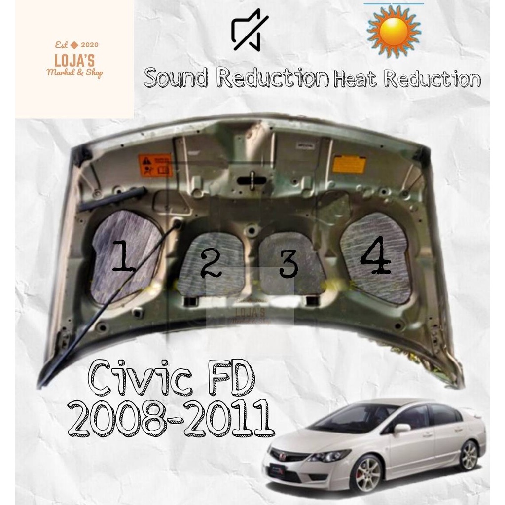 Cutting Pola Peredam Panas / Peredam Suara / Peredam Mobil Civic FD 2008-2011 / Peredam Kap Mesin Mo