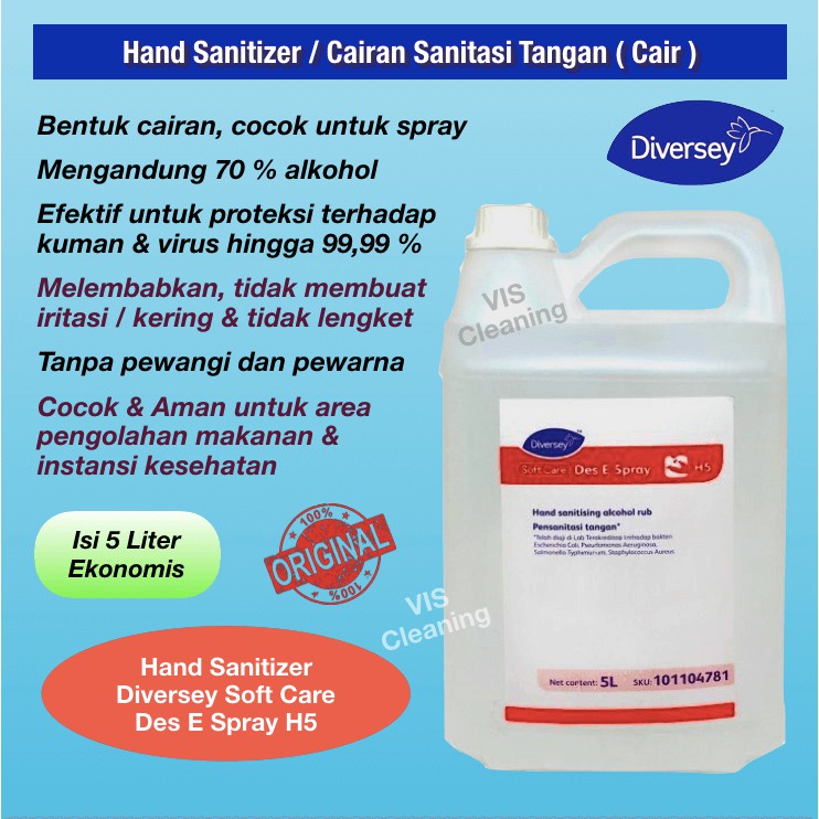 Hand Sanitizer Diversey Softcare Des E Spray H5 ( Cairan 5 L )