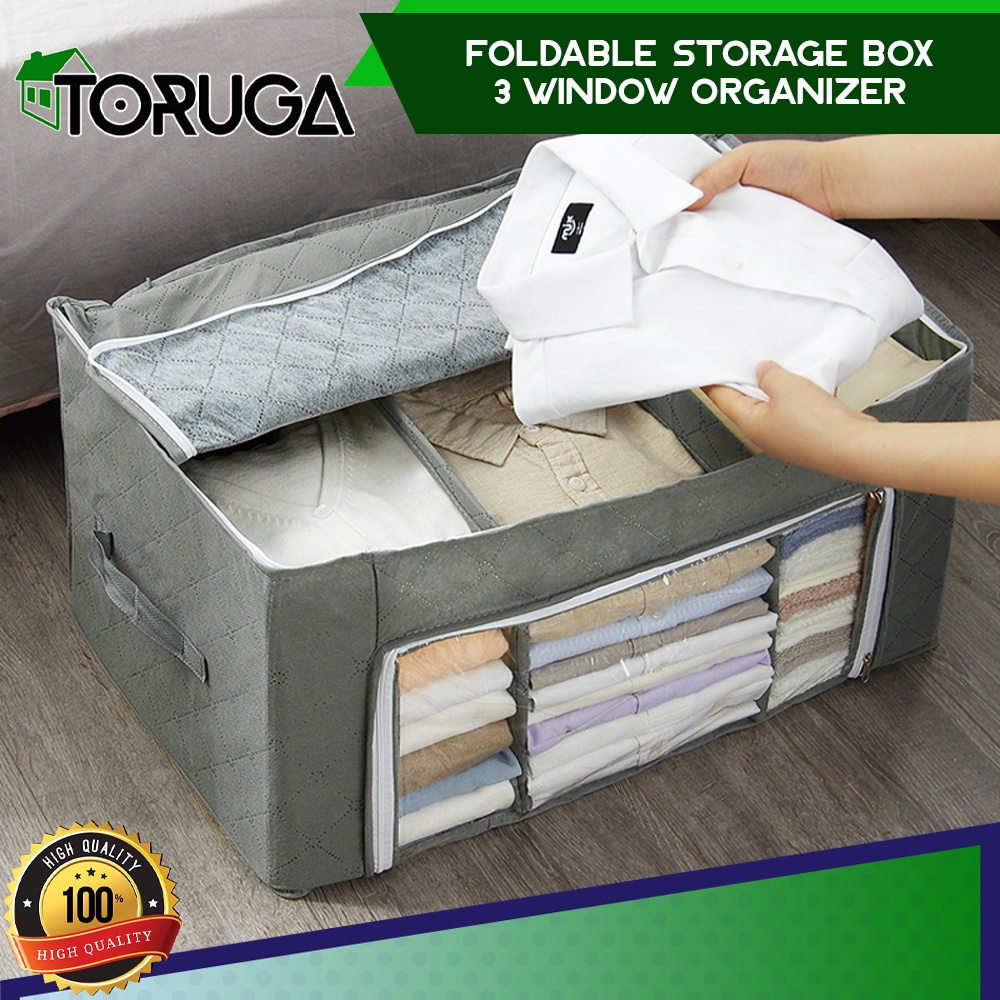 Foldable Storage Box 3 Window Koper Tempat Penyimpanan Baju 2 Pintu Praktis Bisa Dilipat Hemat Tempat