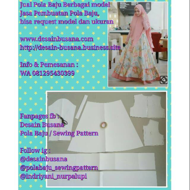 POLA PRODUKSI GAMIS 011 [ Pola Baju Sewing Pattern ]