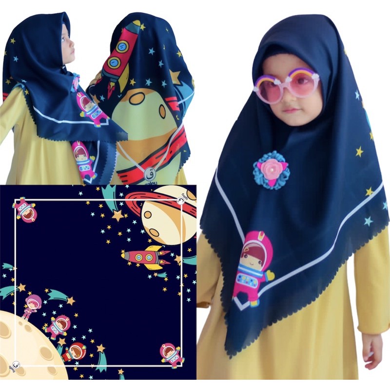 HIJAB VOAL PRINTING ANAK MOTIF ASTRONOT GIRL / JILBAB ANAK LUCU / KERUDUNG ANAK KARAKTER