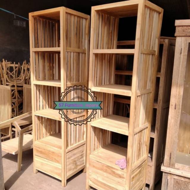 Rak Serbaguna jati Mentahan Tempat buku/Rak Tempat Tas /Boneka Hias Pajangan Ruang Tamu