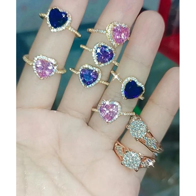 Cincin Love Batu Permata Lapis Emas