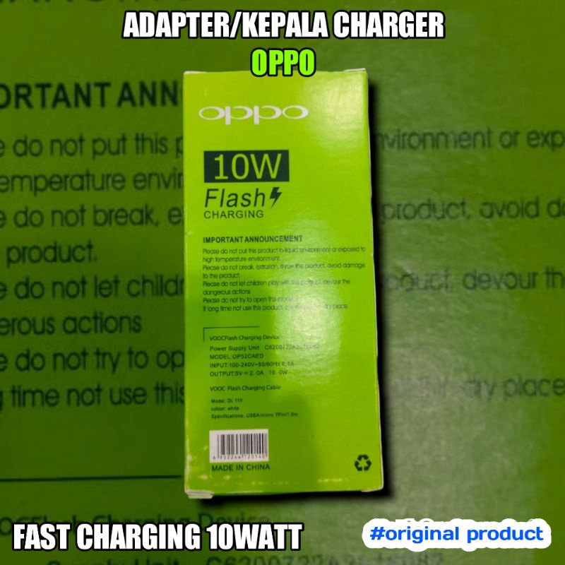 Adaptor Oppo Flash Charging 10W charger Oppo Batok Casan 10W Flash by Oppo