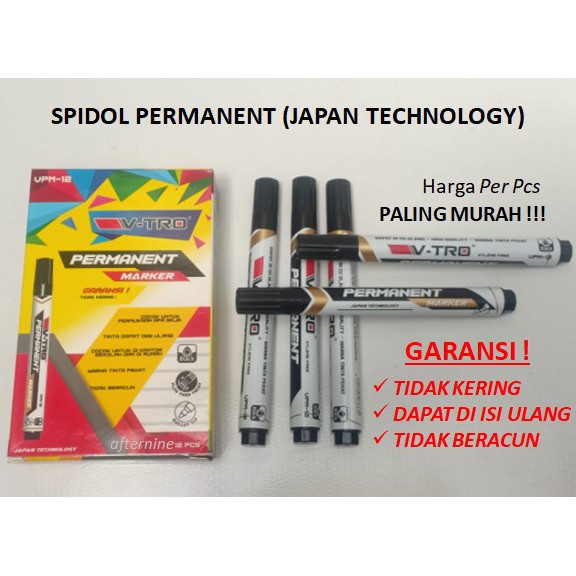 SPIDOL PERMANENT / SPIDOL MARKER HITAM PERMANENT TERMURAH / SPIDOL JAPAN TECHNOLOGY