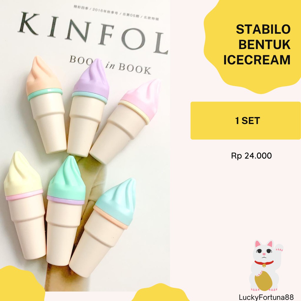 

[LuckyFortuna88] Highlighter Ice Cream Cone Warna Pastel Eskrim Unik Lucu Bukan Stabilo Kado unik 1 set stabilo Bentuk Icecream Stabilo Bentuk makanan lucu Stabilo Warna warni 1 set murah lucu Kualitas Premium