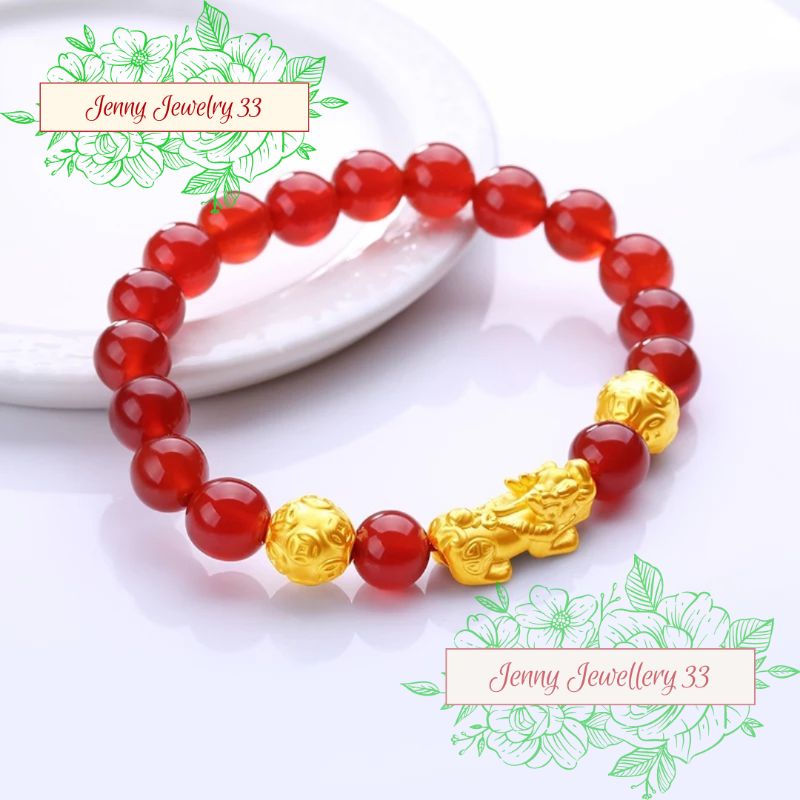 GELANG BATU PIXIU GIOK NAGA UNTUK WANITA LAPIS EMAS 24K