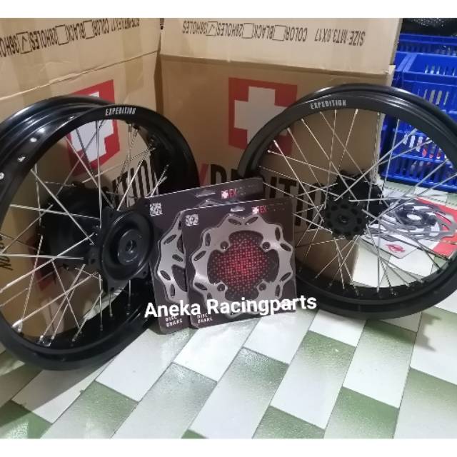 velg supermoto crf 150l set expedition 300-350x17 bonus stel dan piringan cakram siap pakai