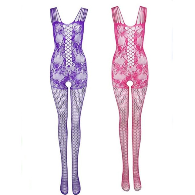 Wanita Fishnet  Seamless Lingerie Mesh Lubang Strap Babydoll Bodysuit Lingerie a259