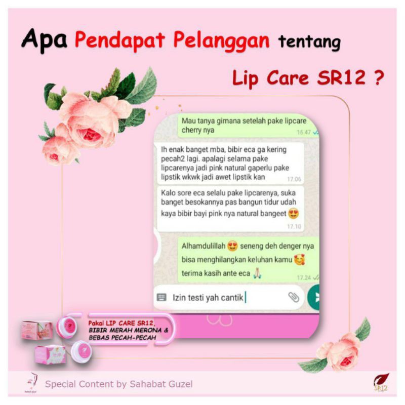 Lip Care SR12 Untuk Perawatan Bibir Hitam Gelap Pecah-Pecah Kering Moisturizing Transparent Lip Gloss