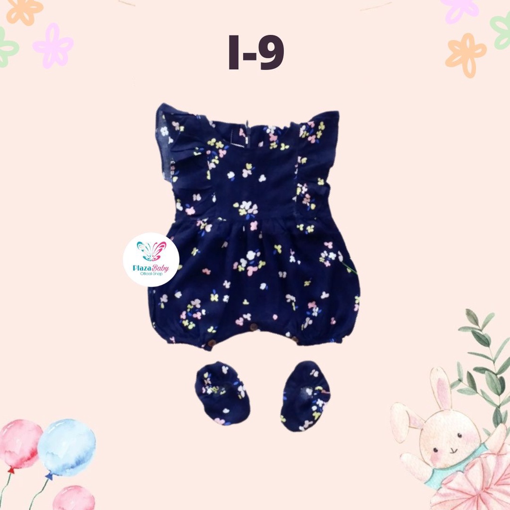 PROMO 7.7 plazababyku  JUMPSUIT ZEELAA setelan anak perempuan jumper bayi motif bunga lucu free sarung kaki PART2 BUBIBEE