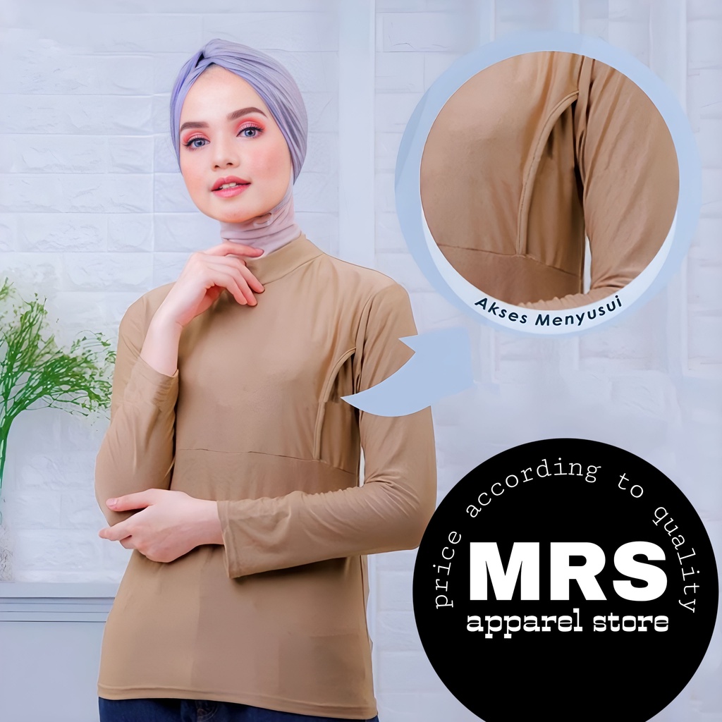 Baju Hamil Menyusui Bunsui Lengan Panjang Polos Bahan Spandek Rayon Premium