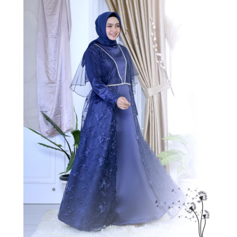 Kebaya Gamis Aureli / Kebaya Gamis Tulle  / Gamis Brokat Pesta / Gamis Kebaya Brokat