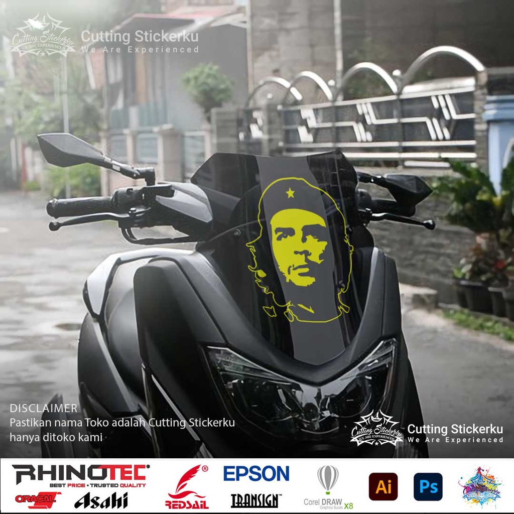 Cutting Stiker Che Guevara Siluet Variasi Motor Mobil Sticker Hero Figur Timbul Revolusi Keren Nyala Dasbor Spakbor Visor Body Kaca Helm Laptop Hologram Reflective Tahan Air Mio Beat Scoopy Piagio Vespa Setiker Bodi Samping Pickup Windshield