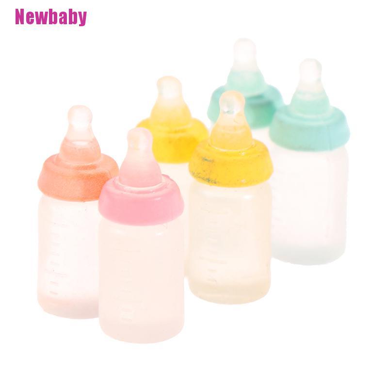 (Newbaby) 6pcs Miniatur Botol Susu Bayi Skala 1: 12 Untuk Rumah Boneka