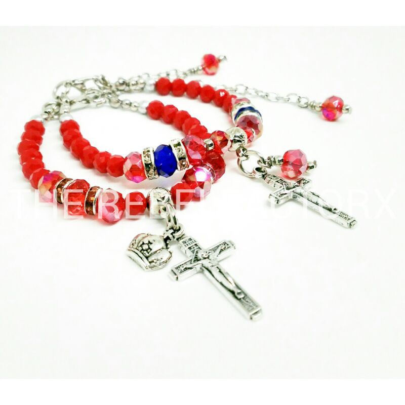 2pcs BUNDLING GELANG SALIB KRISTAL / Salib Rosario Natal Novena