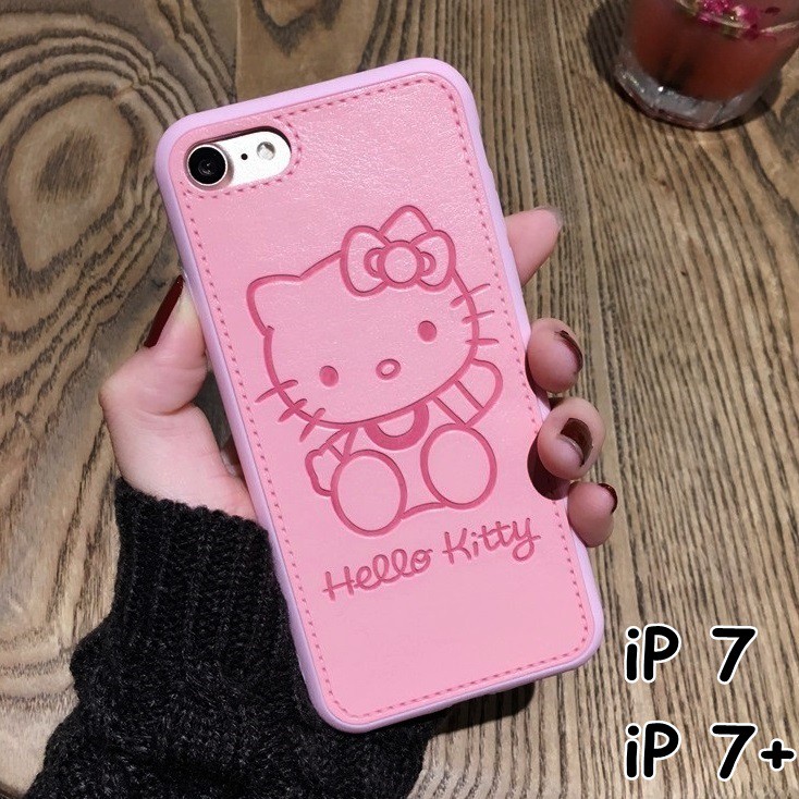 FOR IPHONE 7 - SOFT PU LEATHER HELLO KITTY PINK CASE CASING