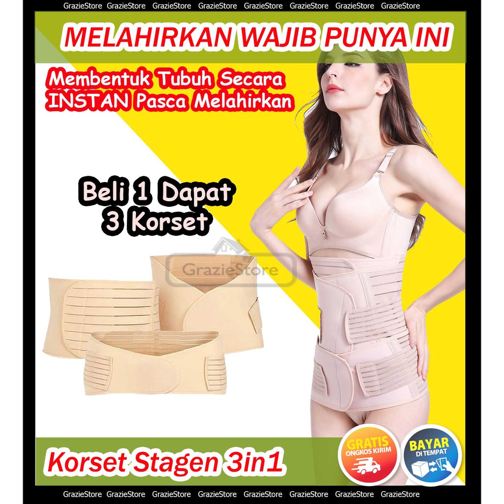 Korset Melahirkan 3in1 Korset Stagen 3in1 Korset Pasca Melahirkan Dapat 3Korset