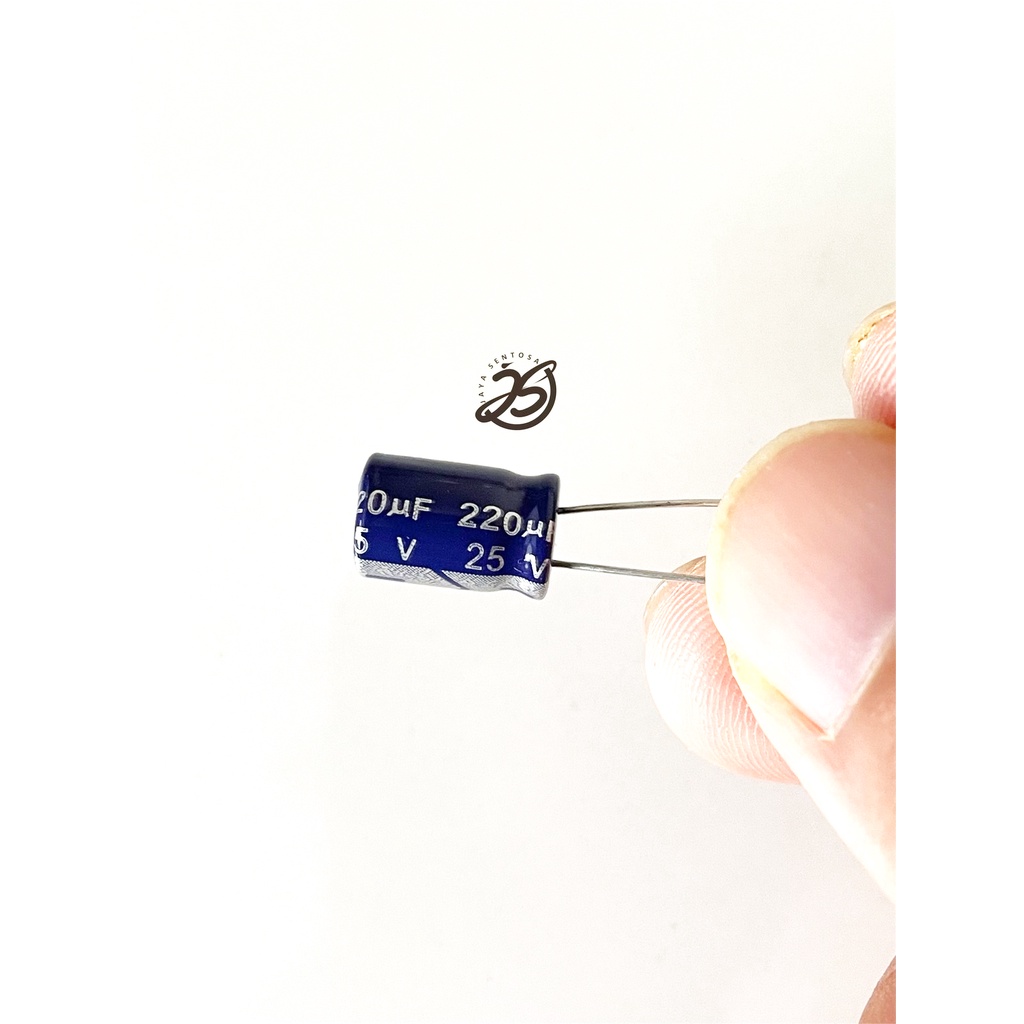 ELCO 220UF 25V (1 BUAH) KAPASITOR CAPACITOR ELCO KAPASITOR ELKO KAPASITOR 220 UF 25 V