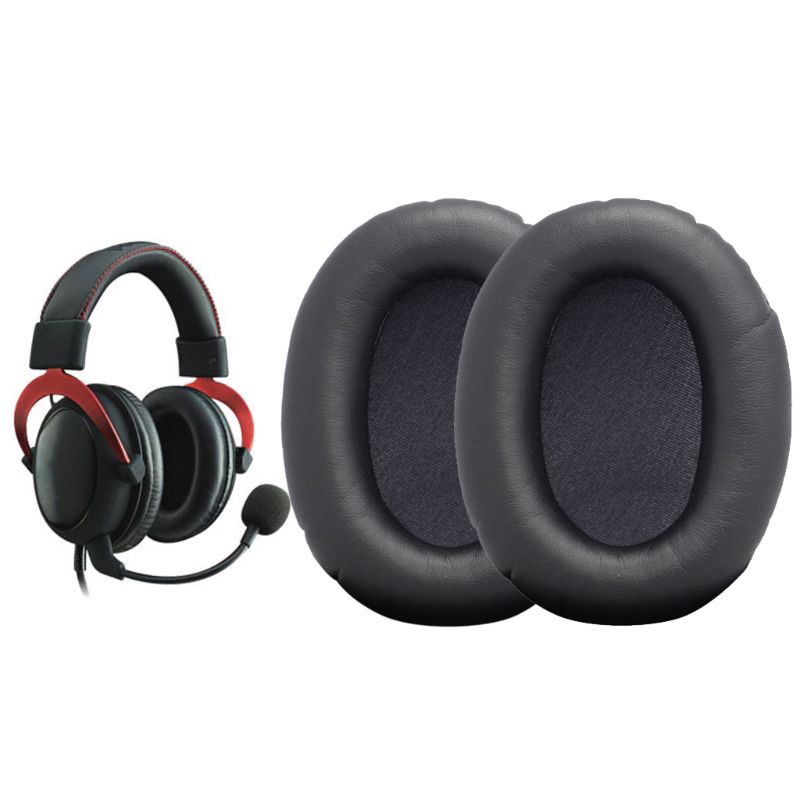 1 Pasang Bantalan Earpads Bahan Kulit Imitasi Untuk Headphone King-ston HyperX Cloud I II KHX-HSCP-GM