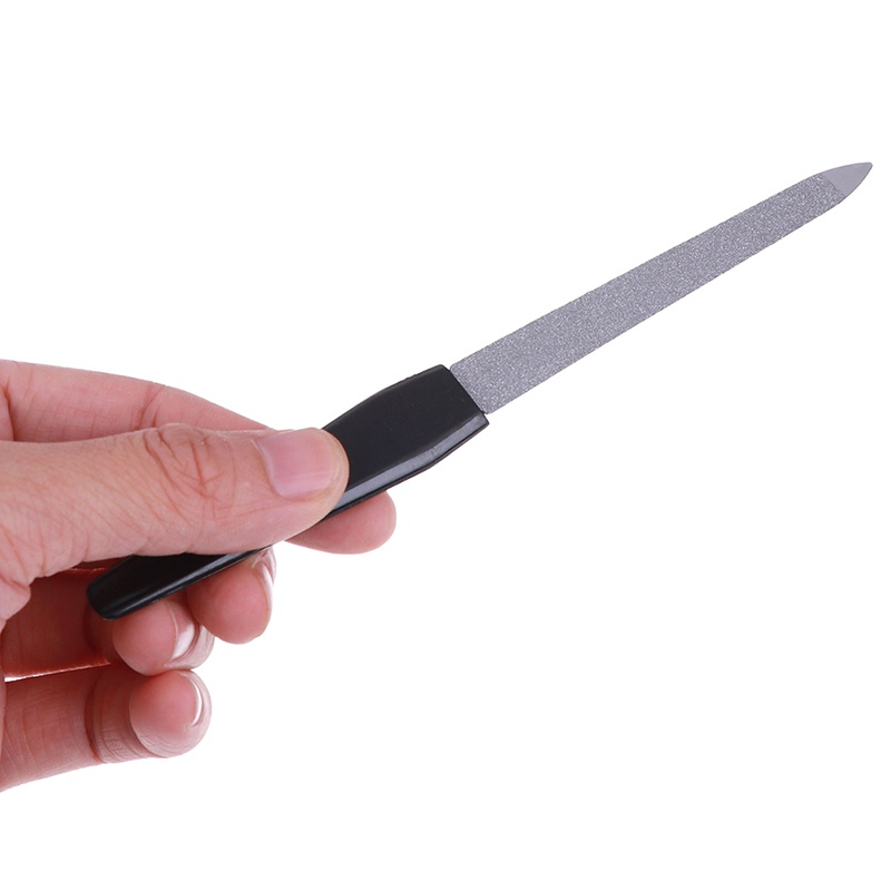 1pc Kikir Kuku Dua Sisi Bahan Stainless Steel Untuk Manicure / Pedicure