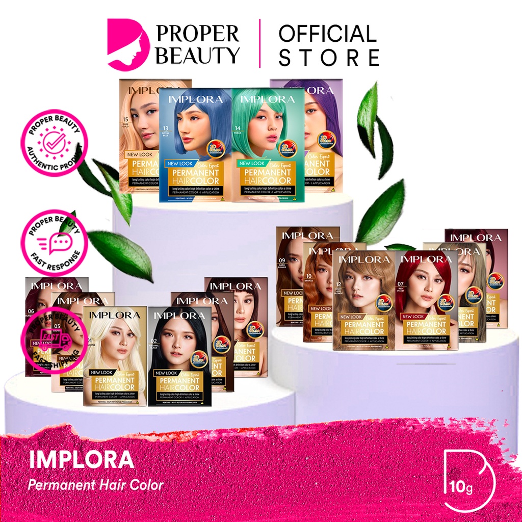 IMPLORA Permanent Hair Color Indonesia / Facial Wash Essence Toner Serum Day Night Eye Cream Sunscreen Mask Masker / Lipstick Cheek Lip Tint Cream Matte Crayon Kutek Nail Polish Eyeliner Eyebrow Pensil Alis Powder TWC Blush On Eyeshadow / Urban Paket Face