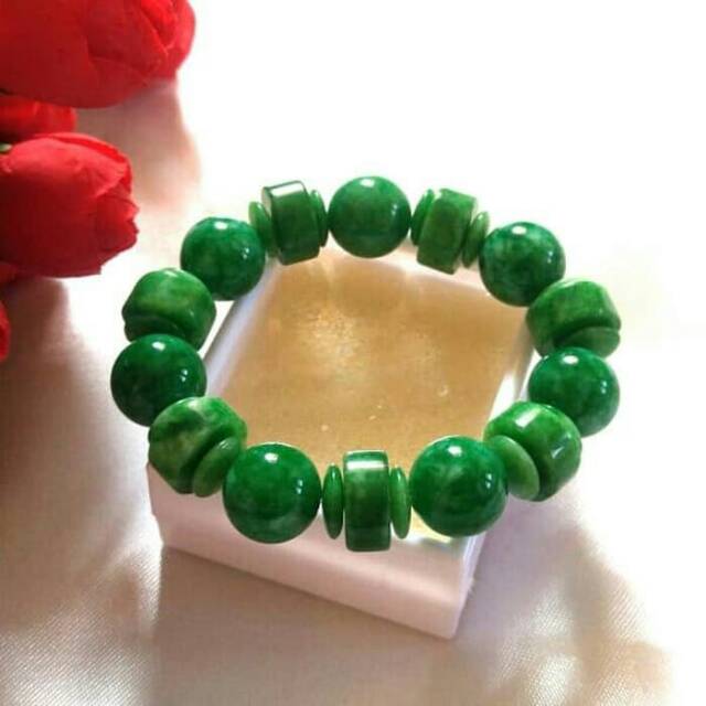 Gelang Giok Nephrite Birma grade A Model Bulat Tabung Natural Batu