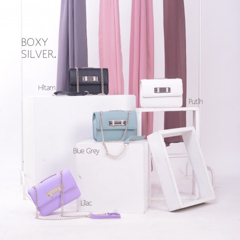 HEARTFILIA - TAS WANITA/SLING BAG BOXY SILVER