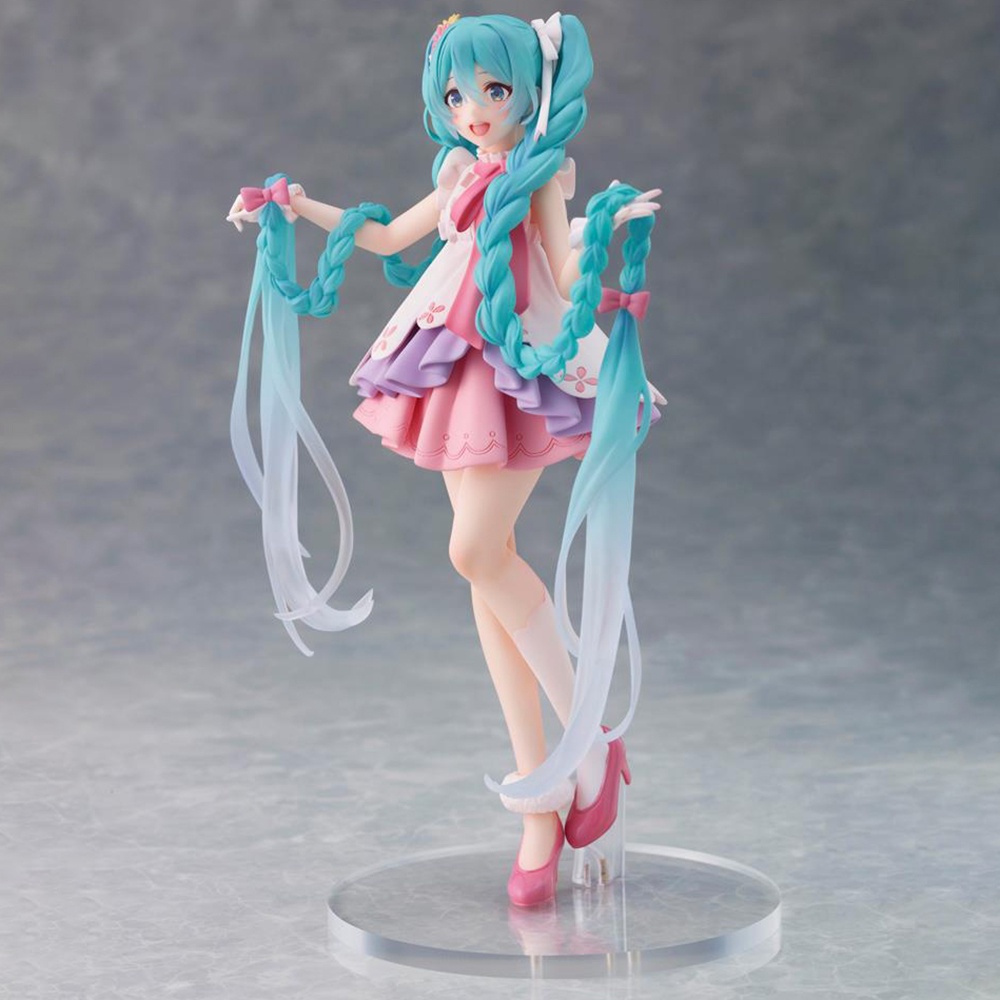 Mainan Action Figures Model Kartun Anime Hatsune Miku Sakura Pink 20CM Bahan PVC Untuk Dekorasi Desktop