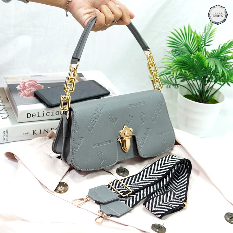 Tas Slempang Jinjing Wanita Kombi Rantai Gold 3798 Tas Gaya Wanita Kekinian Tas ootd