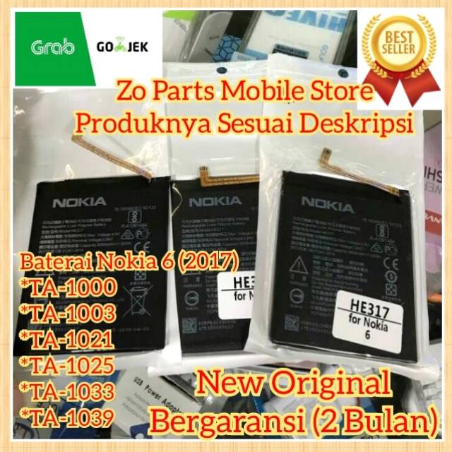 Baterai Battery Nokia 6 2017 TA-1000 TA-1003 TA-1021 TA-1025 TA-1033 TA-1039 (Original Quality)