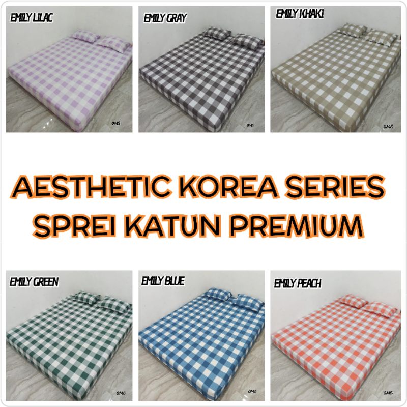 Sprei Homemade motif kotak hitam 160 180 Sprei Karakter Sprei Motif aesthetic Berkualitas